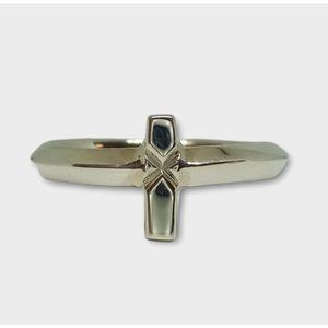 Sterling Silver Sideways Knife-Edge Cross Ring